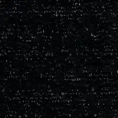 Black woven fabric texture with white flecks, displaying a subtle horizontal stripe and matte finish; faint text pattern integrated within.